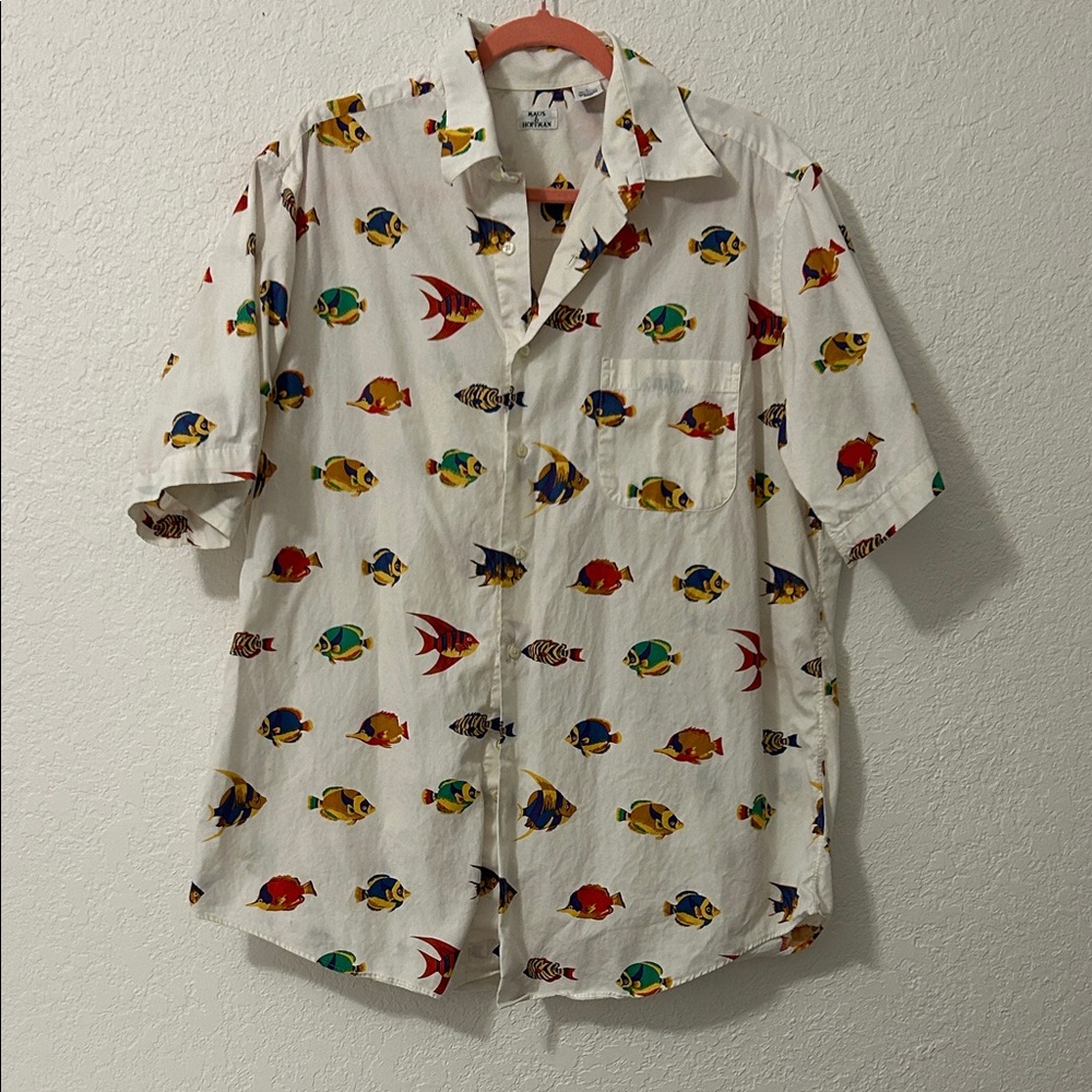 Vintage Maus & Hoffman Men’s Tropical Fish Short Sleeve Button down Large